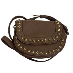 BIG BUDDHA Brown Studded Leather Crossbody Bag $69
